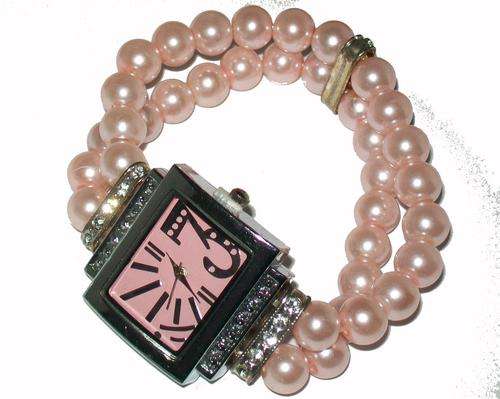 SALE - Silver / Pink Stretch Ladies Costume Watch