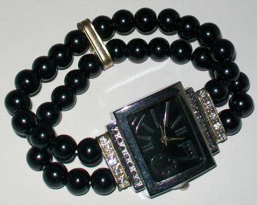 SALE - Silver / Black Stretch Ladies Costume Watch