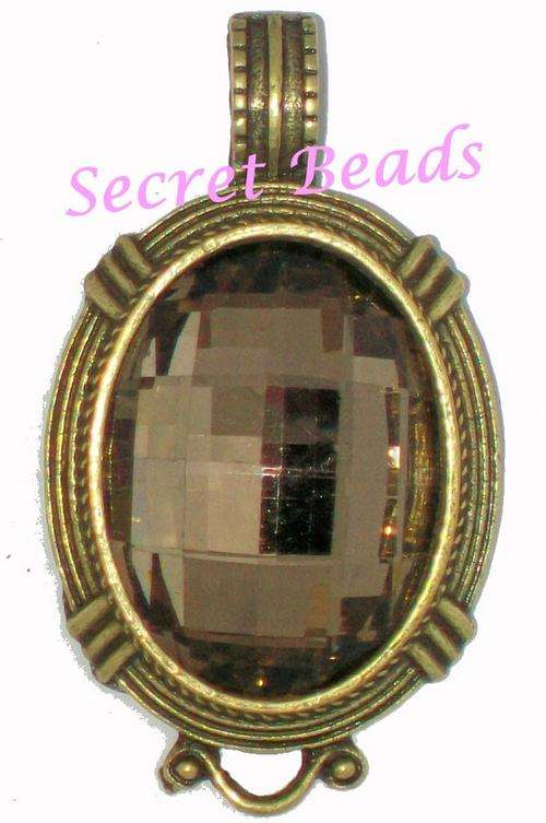 Bronze Clip on Pendant - Champagne Brown Faceted Glass