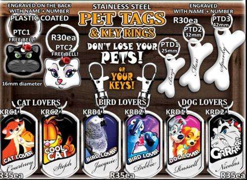 PET NAME TAGS - WITH FREE ENGRAVING
