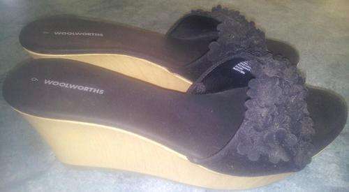 BLACK SUEDE LOOK WOOLWORTHS SHOES-SIZE 6-NEVER WORN