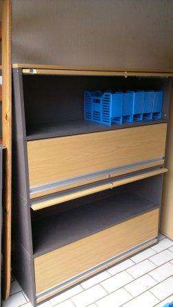 FILING CABINET WITH 4 SLIDE UP DOORS