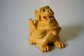 HAND CARVED PI XUI BOXWOOD NETSUKE
