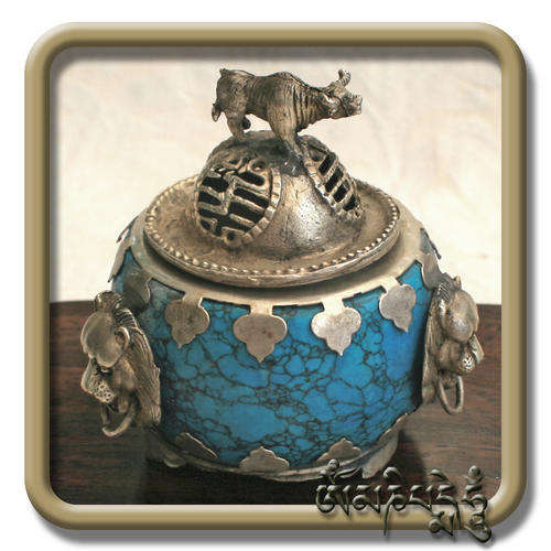 Vintage Tibetan Turquoise Incense Burner