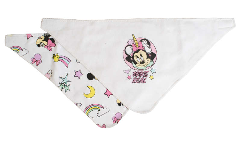 Minnie 2pk Bandana Bib White/Pink