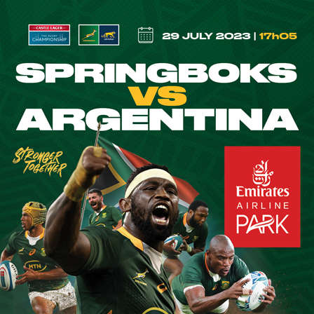 2x Category A Springboks vs Argentina tickets 29 July 2023