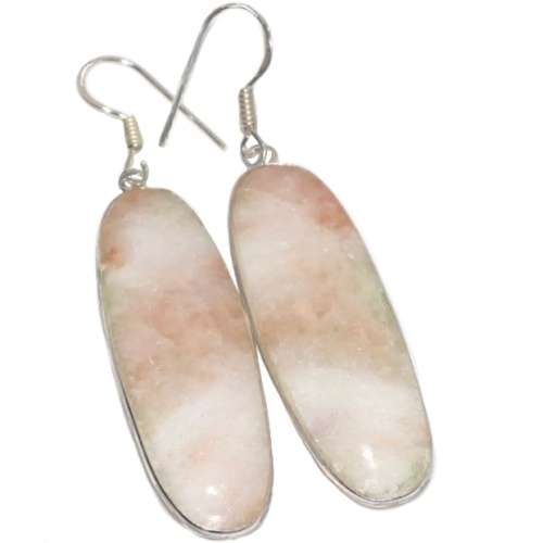 Captivating Natural Aqua Seraphinite Oval Gemstone  .925 Sterling Silver Plated Handmade Earrings