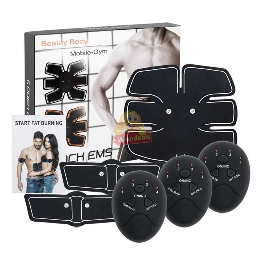 Home Gym - Wireless Electronic EMS 6 Pack Abs Muscle Simulator 6 Piece Kit with 5 modes