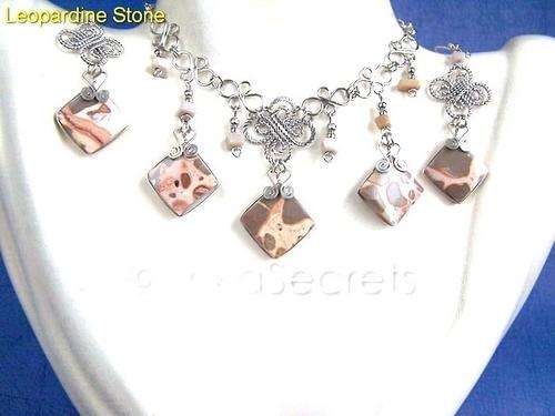 MAGNIFICENT BRAZILIAN LEOPARDINE STONE JEWELRY SET