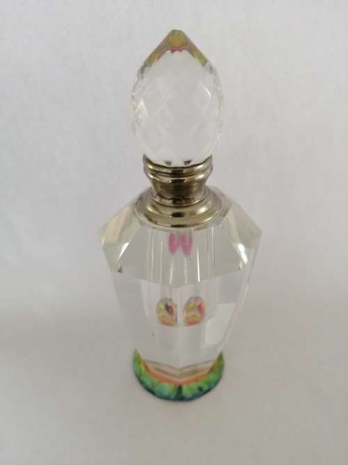 Large Faceted Crystal Perfume Bottle