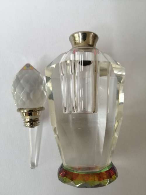 Large Faceted Crystal Perfume Bottle
