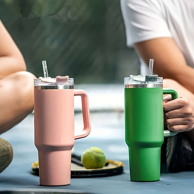 40 oz (1200 ml) Insulated Reusable Stainless Steel Double Wall Water Bottle with Handle and Straw