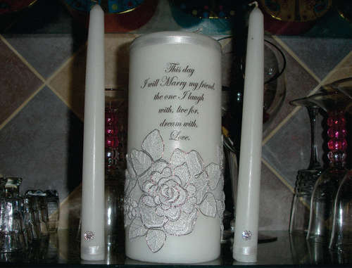 Unity candle set - 3 pieces - Vintage Lace