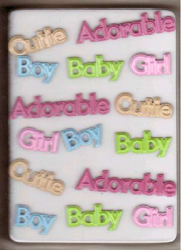 Brads - Baby Words - 15 pieces