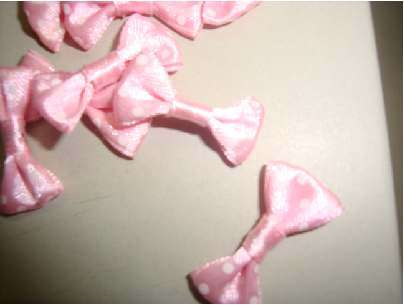 10 Polka dot satin bows +-2.5cm - Pale Pink