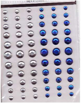 Acrylic Gems (rhinestones) Self Adhesive - 66 Pcs - Dark BLUE/ CLEAR