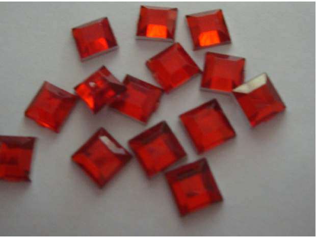 Acrylic Rhinestones - 8mm Square - Red  Priced per Rhinestone