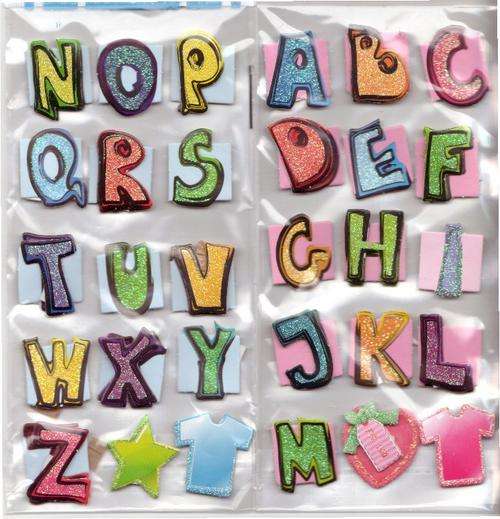 Glitter alpha stickers - 2 packs  to make up A-Z (2 D) (Priced per Set)