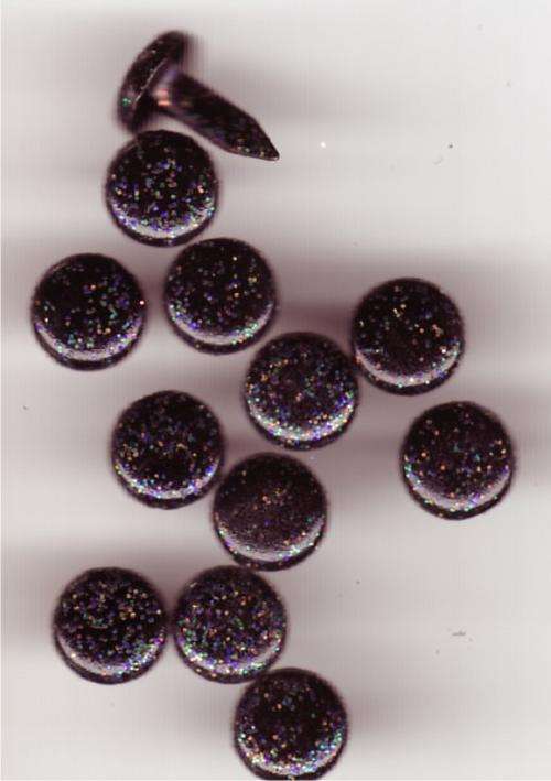 Brads - BLACK -  Glitter Brads Packs of  10   -  8MM