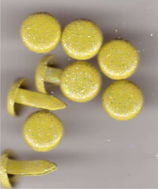 Brads - YELLOW  -  Glitter Brads Packs of  10 - 8MM