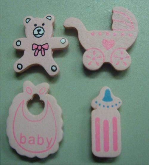 Wooden Embellishements - Pink Baby Set