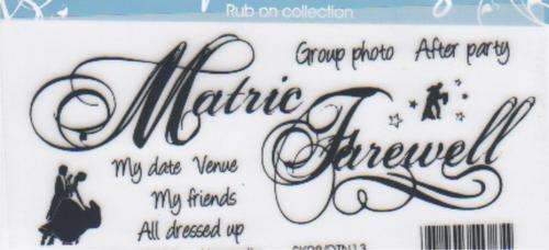 RUB ONS - MATRIC FAREWELL  - BLACK  70 * 140mm