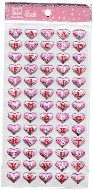 Stickers - Epoxy stickers - Alpha - Letters on Hearts