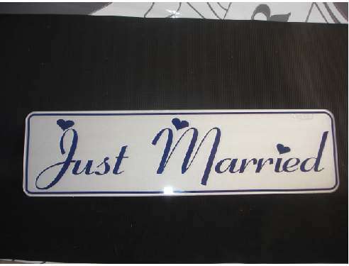 Wedding - Just Married Number Plates - Same size as standard number plate.