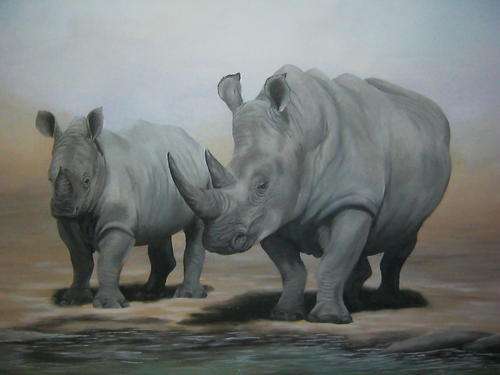 ENDANGERED WHITE RHINO  BY SALLY DELL