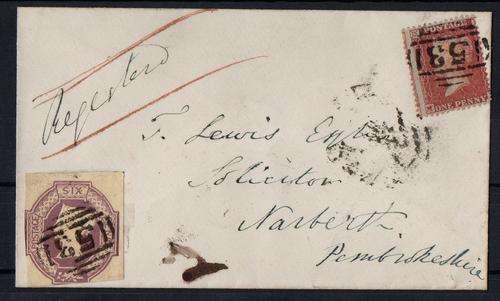 RARE, 6d Embossed Used on Cover, usually offered off-cover, CAT Approx R41000-00 / 1900 Pounds