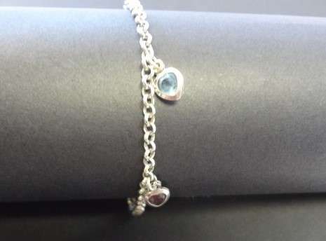 927 Sterling Silver bracelet with colour inserts / weight 4.1g 19.5 cm - as per photo