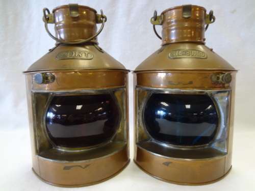 Pair of Vintage Port & Starboard Navigation Copper lights - as per photo
