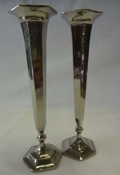 Pair of Silver Plated Candle Holders 20 cm high - as per photo