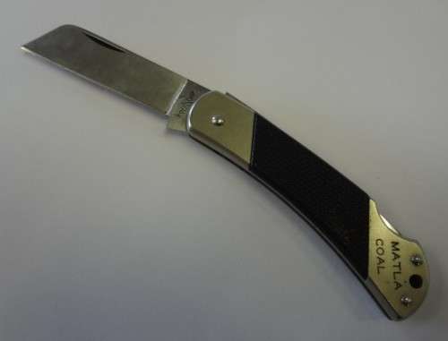 Kershaw pocket knife advertising for Matla Coal given to P.J. Joubert - as per photo