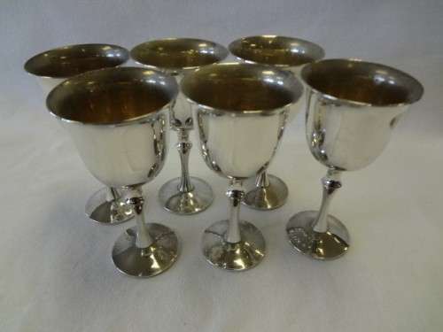 6 Valero silver plated wine goblets made in Spain as per photo