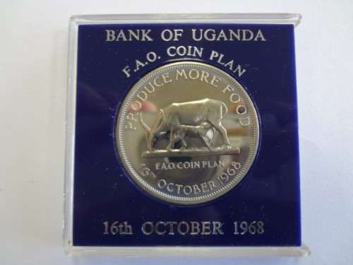 16 October 1968 Bank of Uganda Five Shilling coin - as per photo