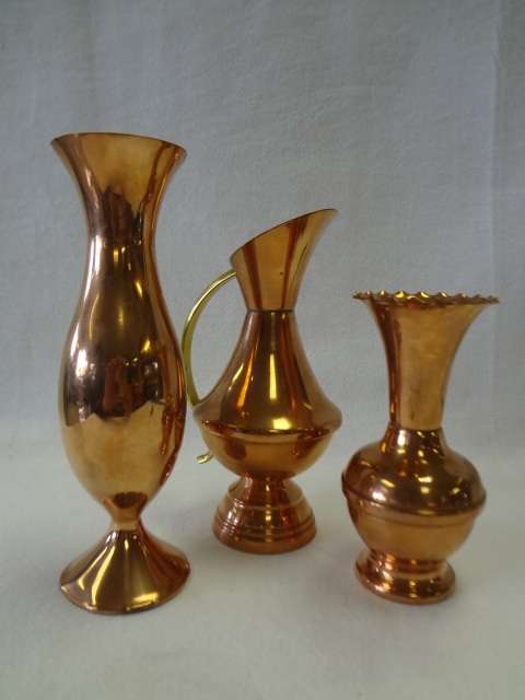 Lot of 3 Copper Plate Ornaments - as per photo