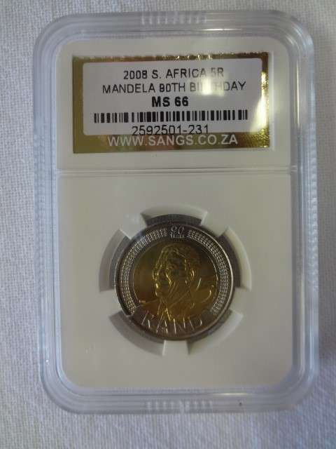2008 South Africa R5 Mandela 90th Birthday Sangs MS 66 - as per photo