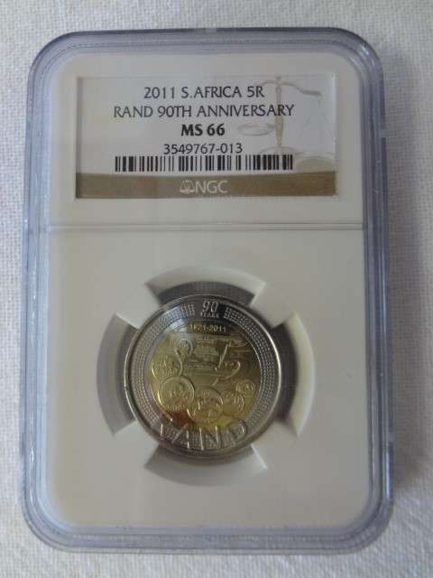 2011 South Africa R5 Mandela 90th Anniversary NGC MS 66 - as per photo