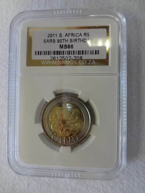2011 South Africa R5 Mandela 90th Birthday SANGS MS 66 - as per photo