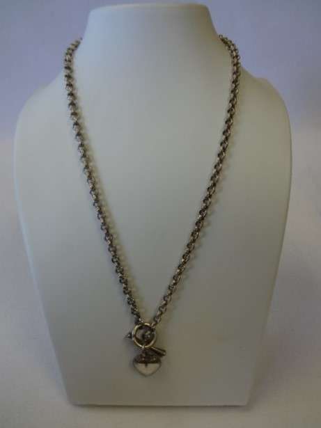 925 Sterling Silver Chain with Heart Pendant, weight 11.4g - 47 cm - as per photo