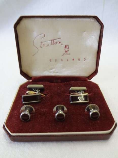 Vintage Stratton cufflinks and buttonhole set - as per photo