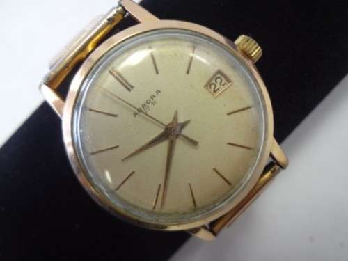 Aurora mens 17R wind up watch - working - as per photo