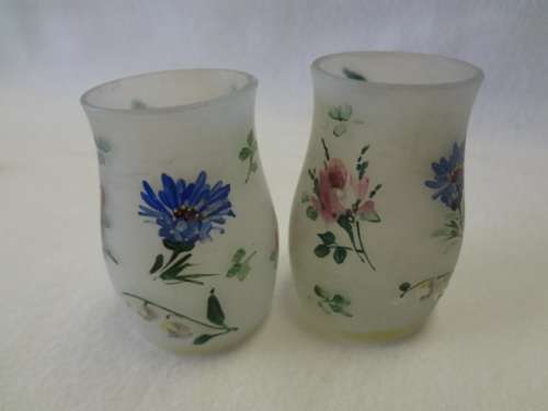 Pair of small glass handpainted vases - 6.5cm - @ CRAZY R1 start