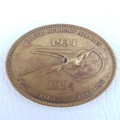 1934-1984 SA Airways 50 Years of Flight Medallion in Original Box as per photo