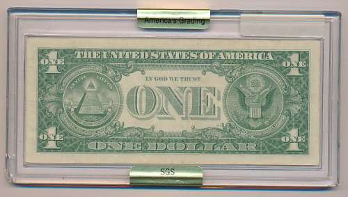 Blue Seal SGS Graded American 1 Dollar Banknote as per scan