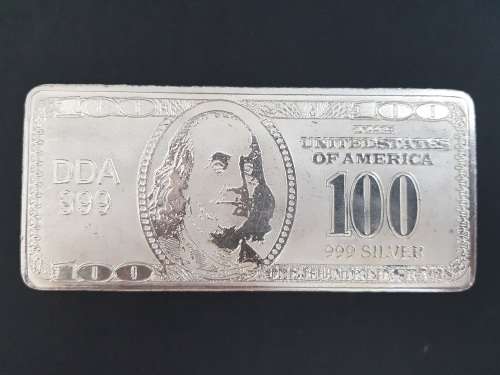 USA  100 Dollar Silver Bar 100g as per scan
