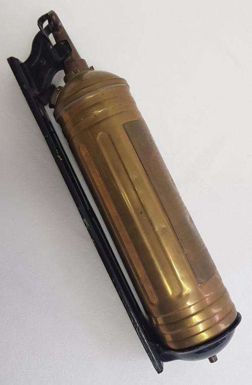 Antique Brass Pyrene Fire Extinguisher with Mounting Bracket as per photo