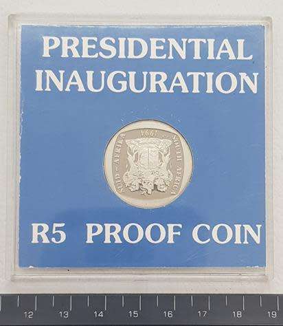 1994 South Africa Presidential Inauguration R5 Proof Coin as per photo