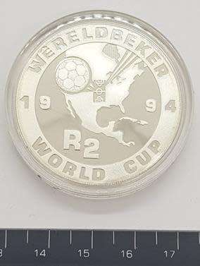 1994 Soccer World Cup Silver Commemorative Coin SA Mint as per photo